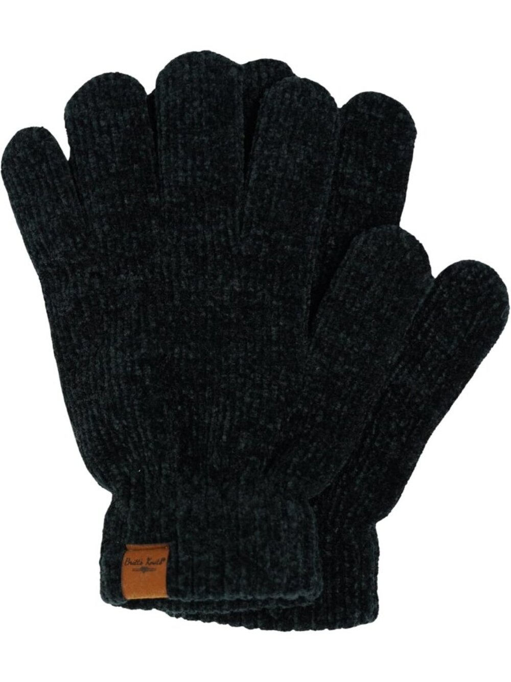 Women's Black Soft Chenille Winter Warm Knit Stylish Fuzzy Flexible Gloves